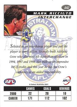 2001 Select AFL Authentic - All Australian #AA2 Mark Ricciuto Back